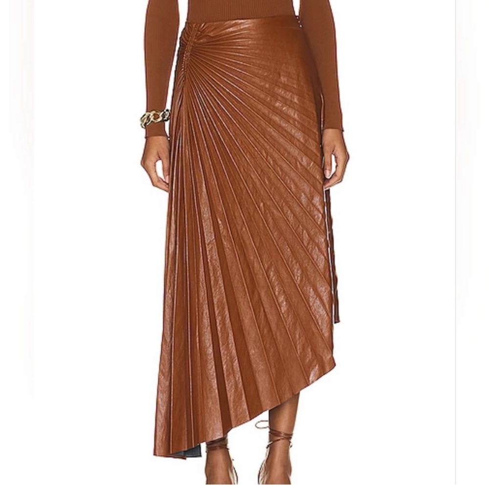 A.L.C. Tracy Vegan Leather Skirt in cognac color